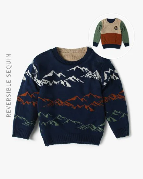 Intarsia-Knit Reversible Sweater