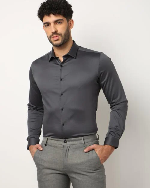Buy Men Slim Fit Satin Shirt with Patch Pocket Online at Best Prices in India JioMart.