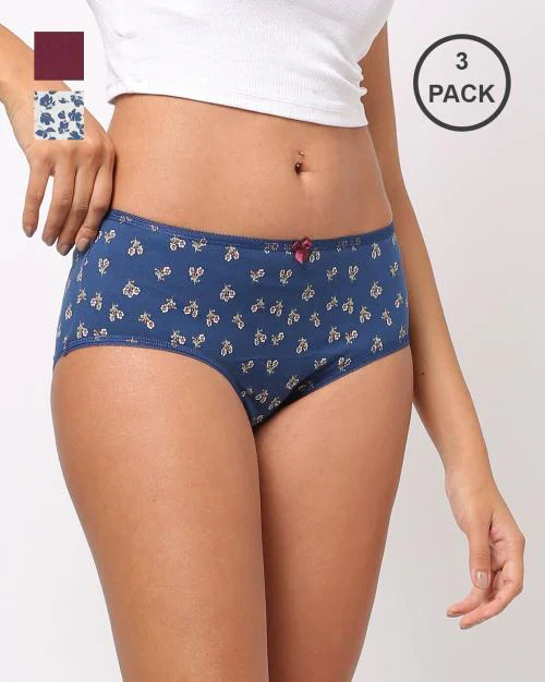 Pack of 3 Stretch Cotton High Rise Full Brief Panty