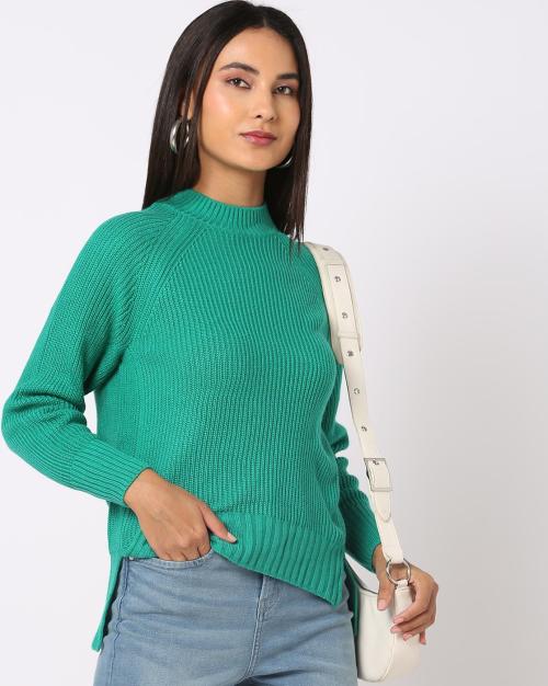Relaxed Fit Sweater with High-Low Hem