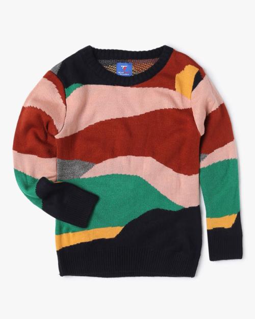 Printed Round-Neck Sweater