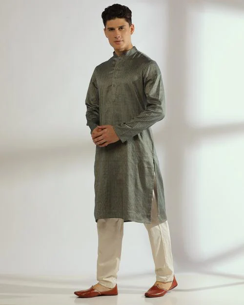 Self-Stripe Straight Kurta