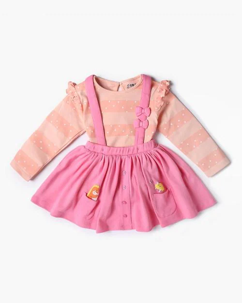 Striped Top & Dungaree Set