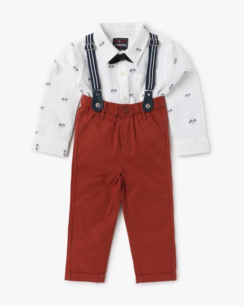Printed Shirt with Dungaree Set
