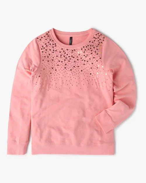 Sequined Round-Neck Sweatshirt