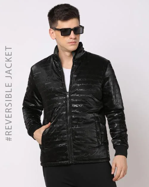 Printed Zip-Front Reversible Jacket