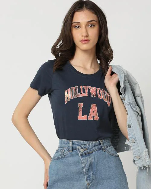 Typographic Print Cotton T-Shirt