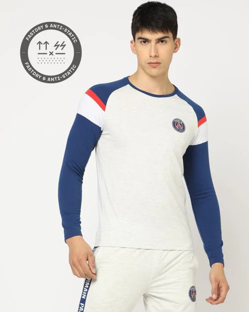 Men PSG Regular Fit Colourblock Full Sleeve T-Shirt
