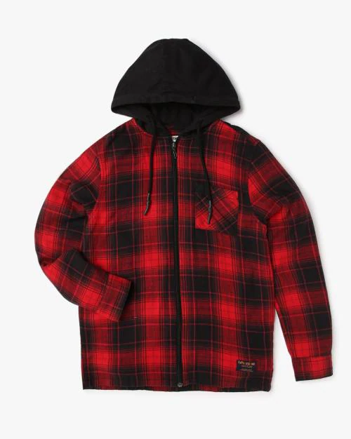 Checked Hooded Shacket