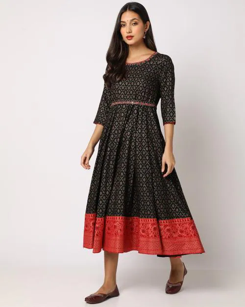 Printed Fit & Flare Dress