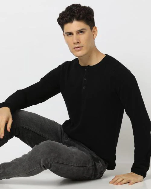 Knitted Henley Pullover