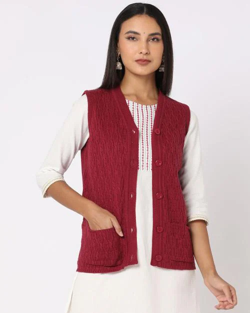 Knitted V-neck Button Down Cardigan