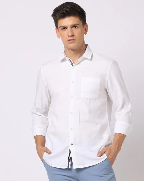 Men Slim Fit Shirt with Patch Pocket