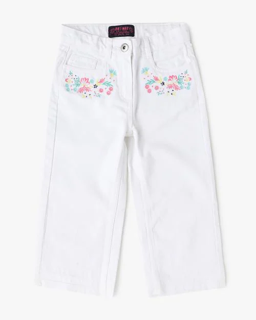 Girls Floral Embroidered Jeans