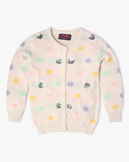 Polka-Dot Print Cardigan