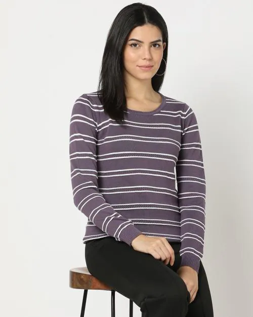 Striped Round-Neck Pullover