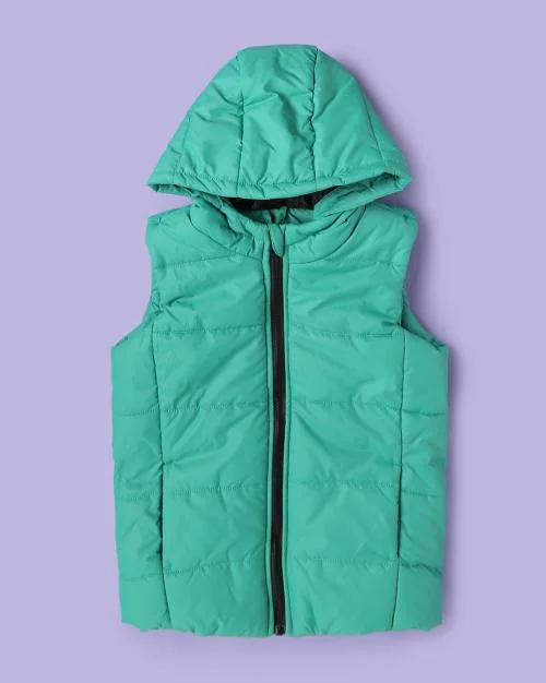 Quilted Zip-Front Hooded Jacket