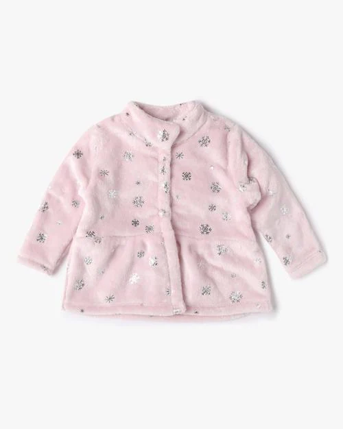 Geometric Print Fur-Lined Peplum Jacket