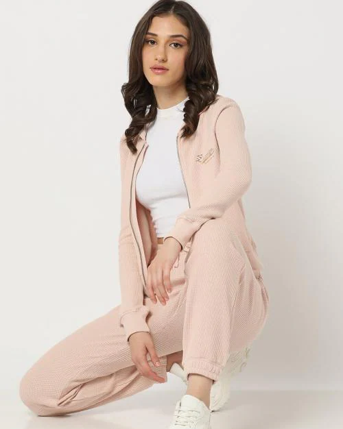 Waffle Textured Relaxed Fit Hoodie