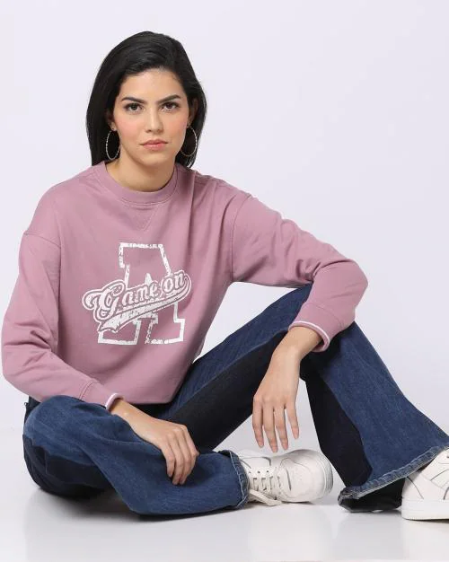 Typographic Print Crew-Neck Sweatshirt