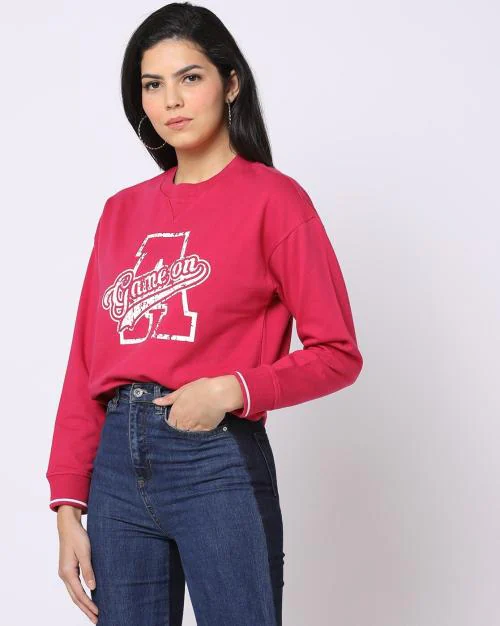 Typographic Print Crew-Neck Sweatshirt