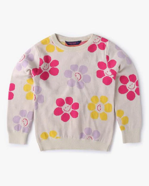 Buy Floral Pattern Round-Neck Sweatshirt Online at Best Prices in India ...