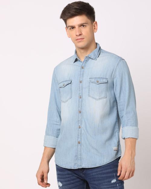Men Denim Slim Fit Shirt