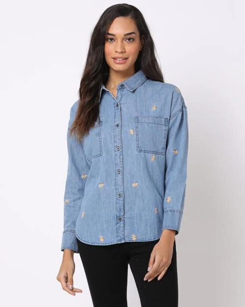 Embroidered Denim Shirt
