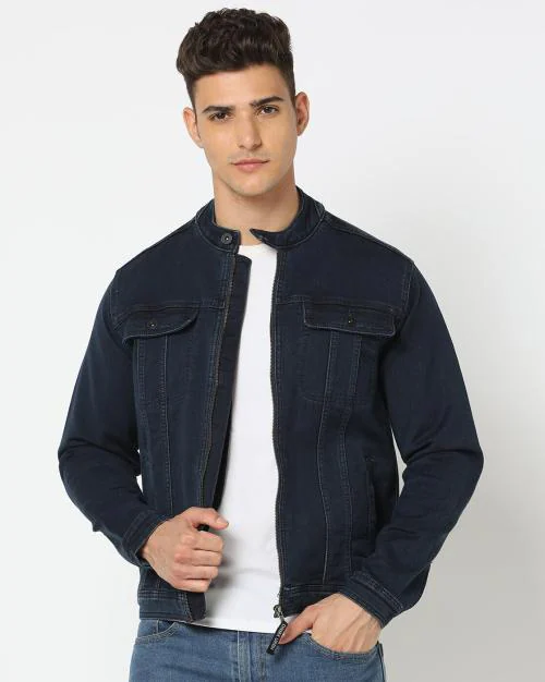 Zip-Front Slim Fit Denim Jacket