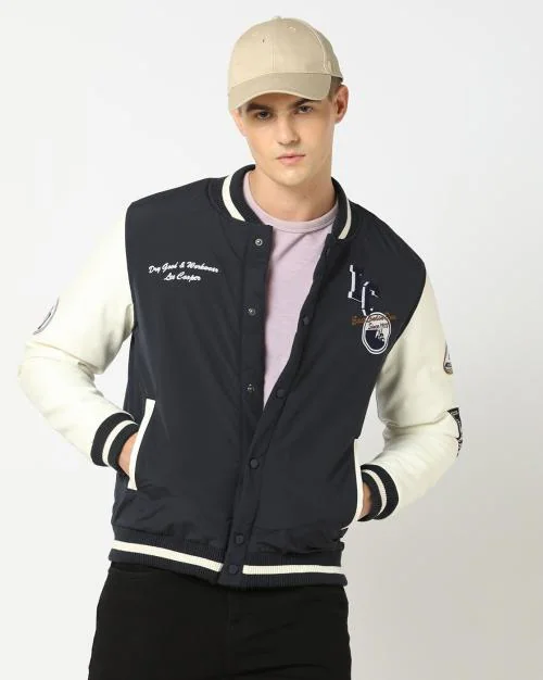 Regular Fit Bomber Jacket with Applique