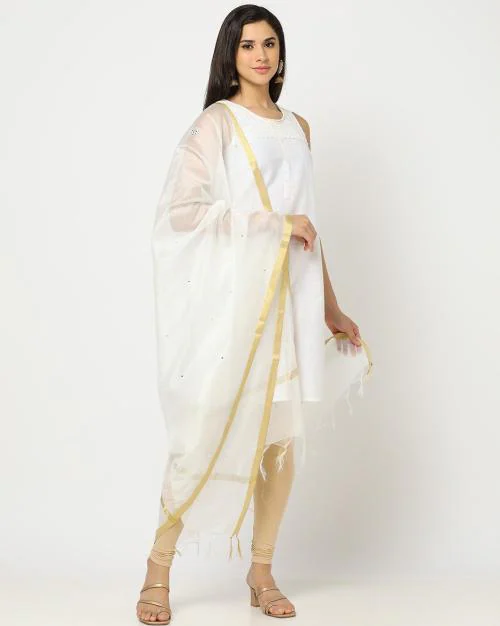 Embellished Dupatta with Tassels