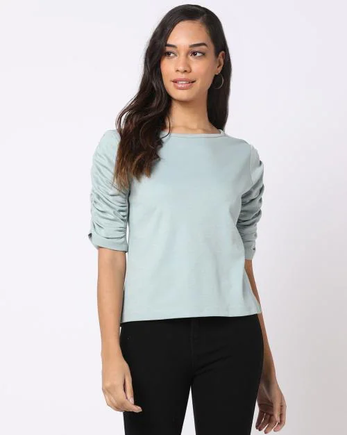 Printed Boat-Neck T-Shirt