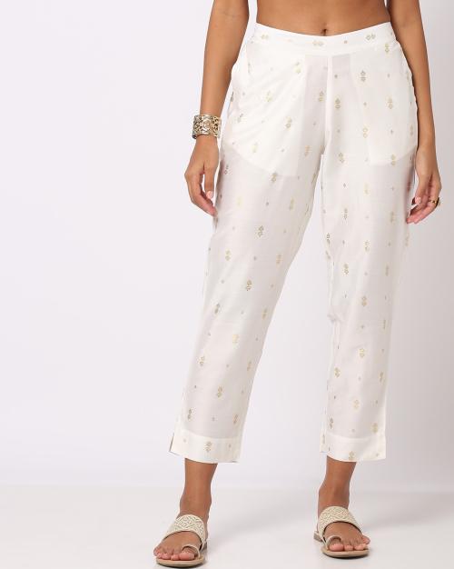 Foil Print Pants with Insert Pockets