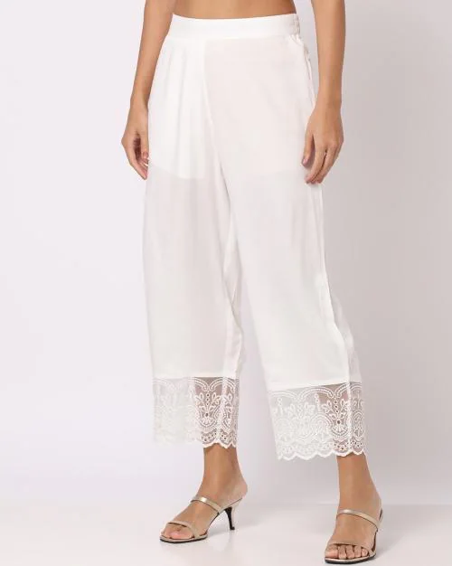 Palazzo with Lace Hemline