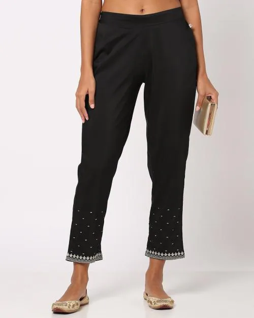 Embroidered Pants with Insert Pocket