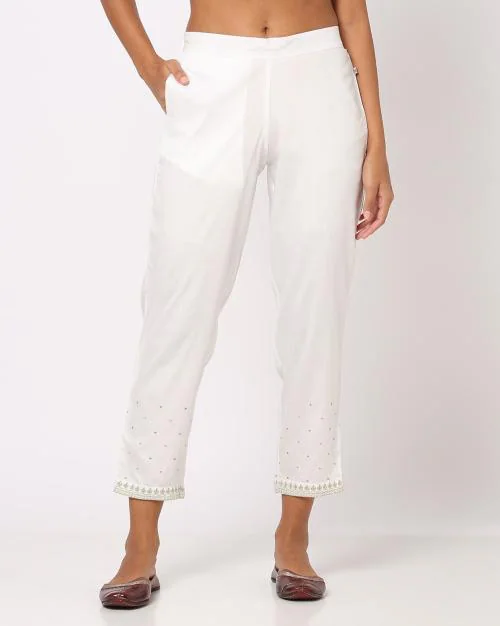 Embroidered Pants with Insert Pocket