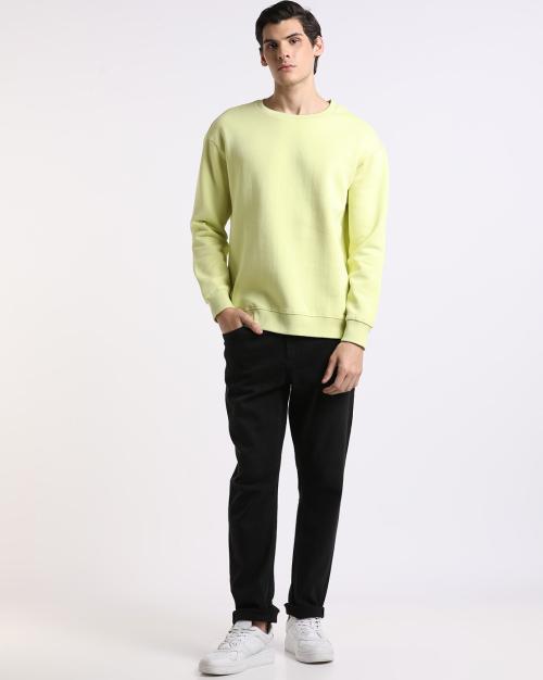 Sweatshirt with Ribbed Crew-Neck