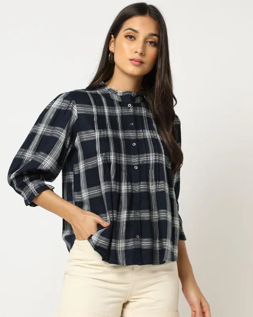 Checked Shirt with Pintucks