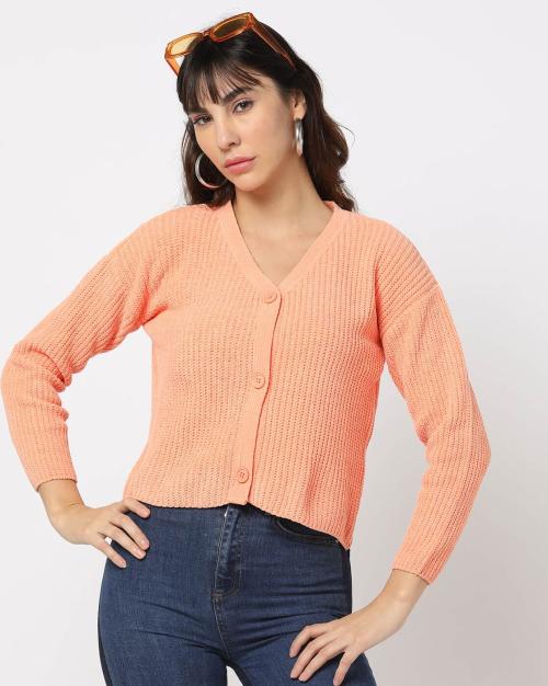 V-Neck Button-Down Cardigan