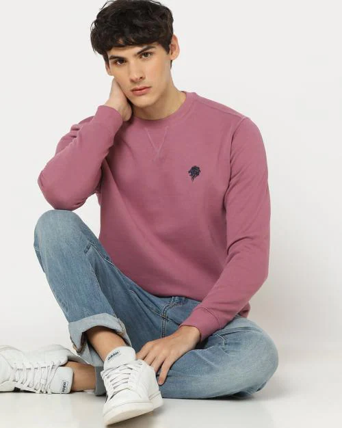 Placement Logo Embroidered Regular Fit Sweatshirt