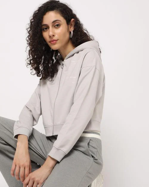 Typographic Print Zip-Up Hoodie