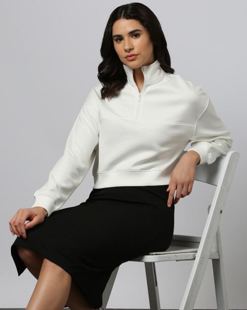 Half-Zip Cropped Sweatshirt