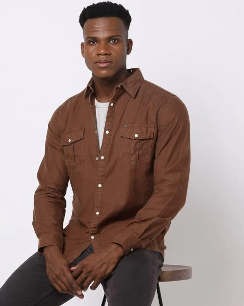 Cotton Shirt with Flap Pockets