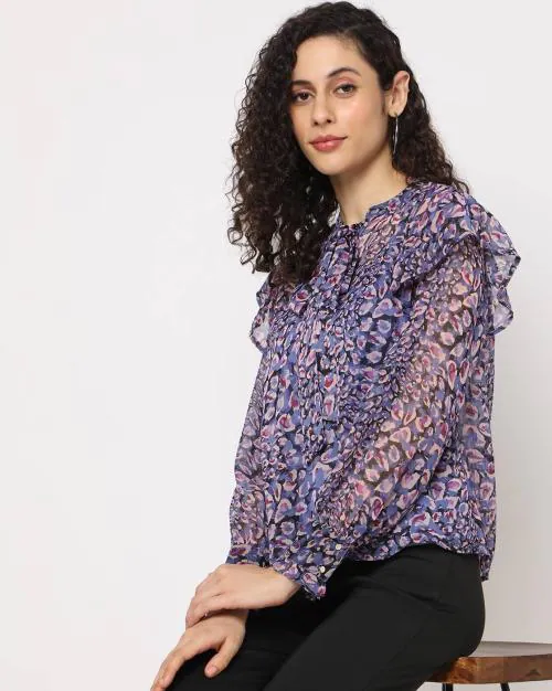 Animal Print Top with Spaghetti