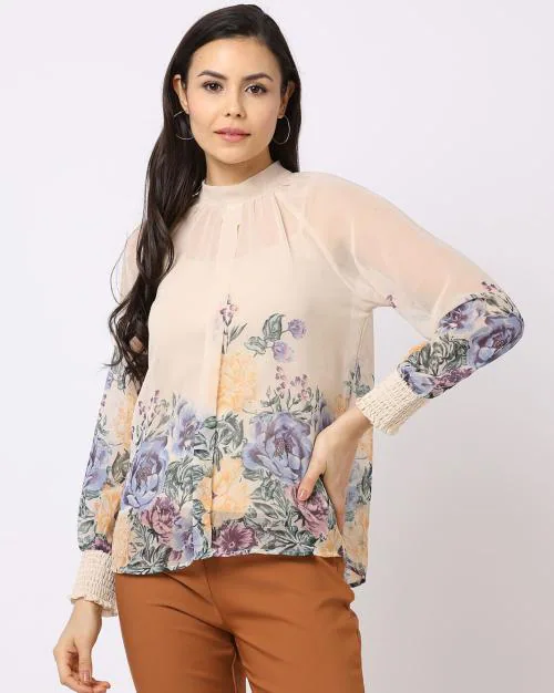 Floral Print Top with Spaghetti