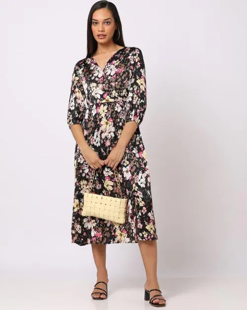 Floral Print Wrap Dress