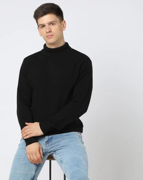Turtle-Neck Pullover with Ribbed Hemline