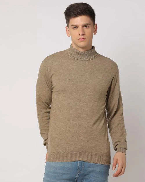 Turtle-Neck Pullover with Ribbed Hemline