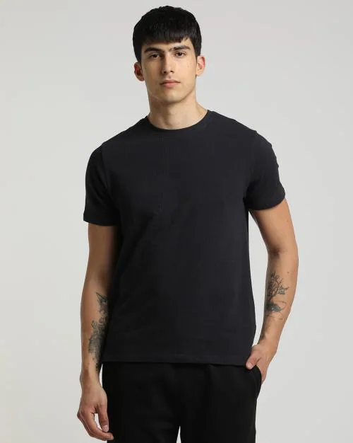 Relaxed Fit Ribbed Crew-Neck T-Shirt