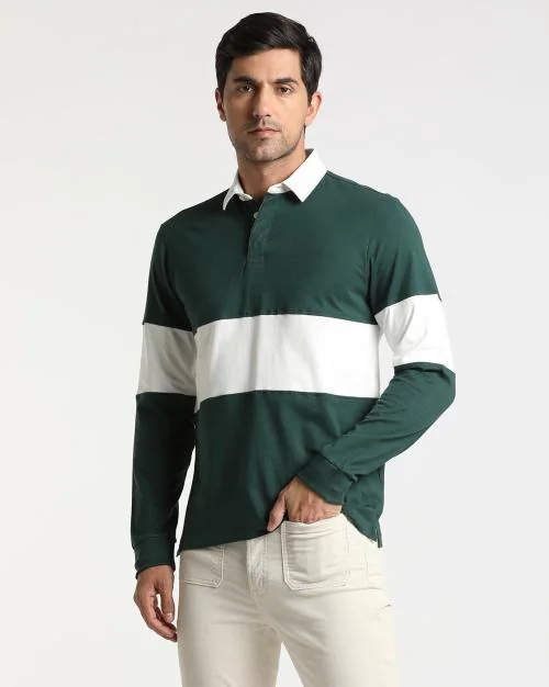 Regular Fit Colorblock Rugby Polo T-Shirt